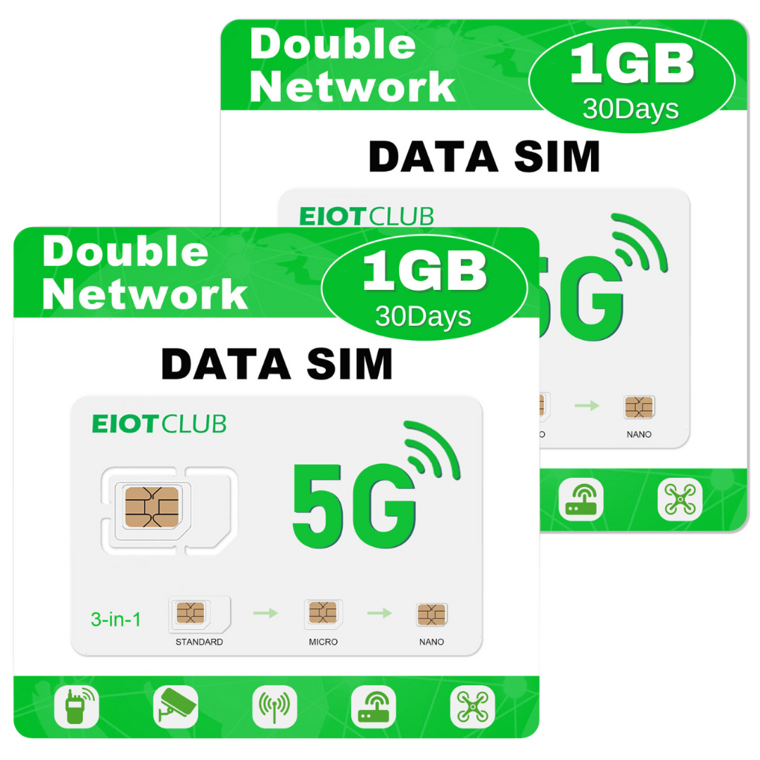 EIOTMART × EIOTCLUB Prepaid SIM Card - USA 5G/4G LTE Data Only SIM with AT&T & T-Mobile Support (Double Network V2.0)