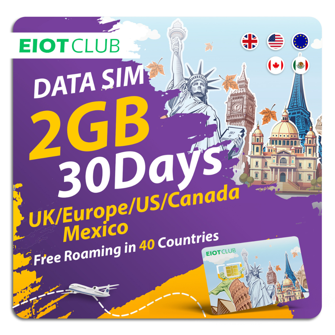 EIOTCLUB Carte SIM de Voyage Globale, 2 Go de données, 30 EIOTCLUB Carte SIM de Voyage Globale, 2 Go de données, 30