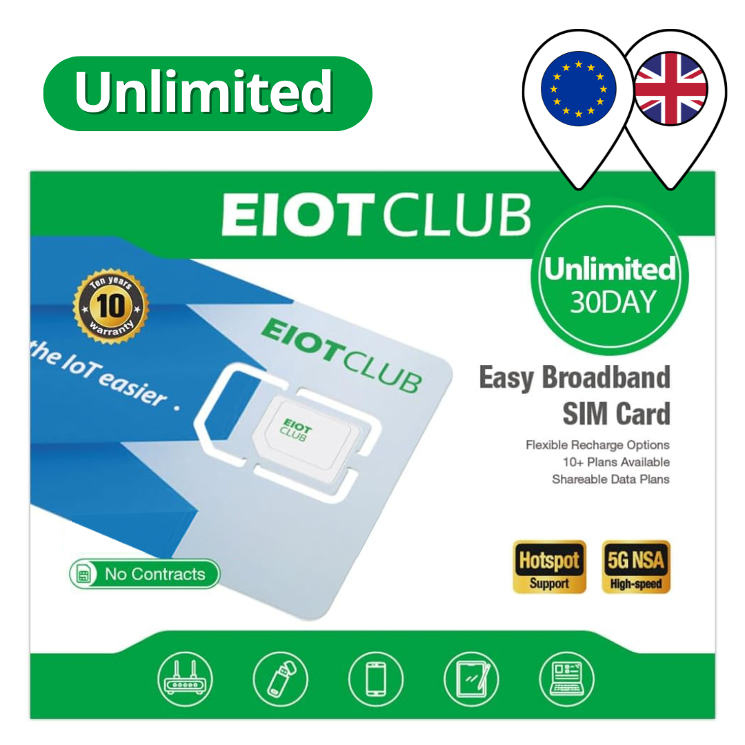 EIOTCLUB Unlimited Data SIM Card - 30 Days
