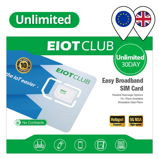 EIOTCLUB Unlimited Data SIM Card - 30 Days