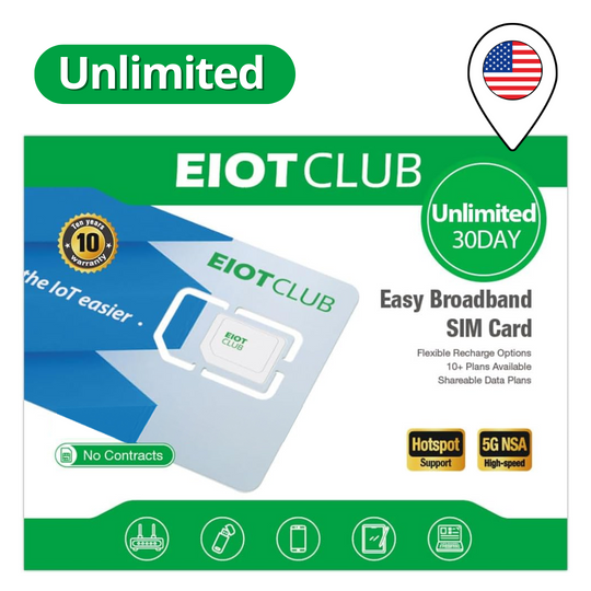 EIOTCLUB Unlimited Data SIM Card - 30 Days