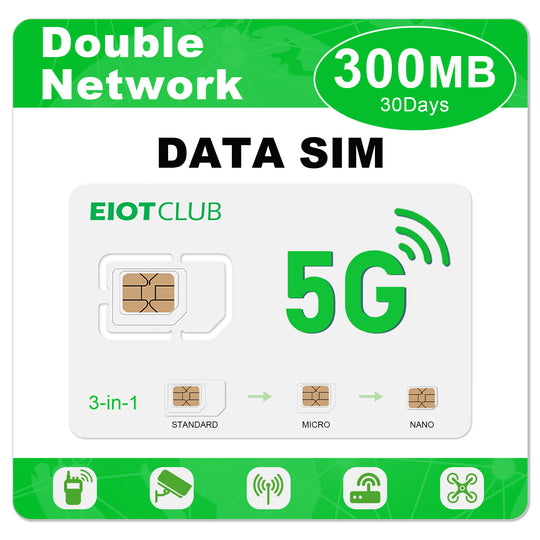 EIOTMART × EIOTCLUB Prepaid SIM Card - USA 5G/4G LTE Data Only SIM with AT&T & T-Mobile Support (Double Network V2.0)