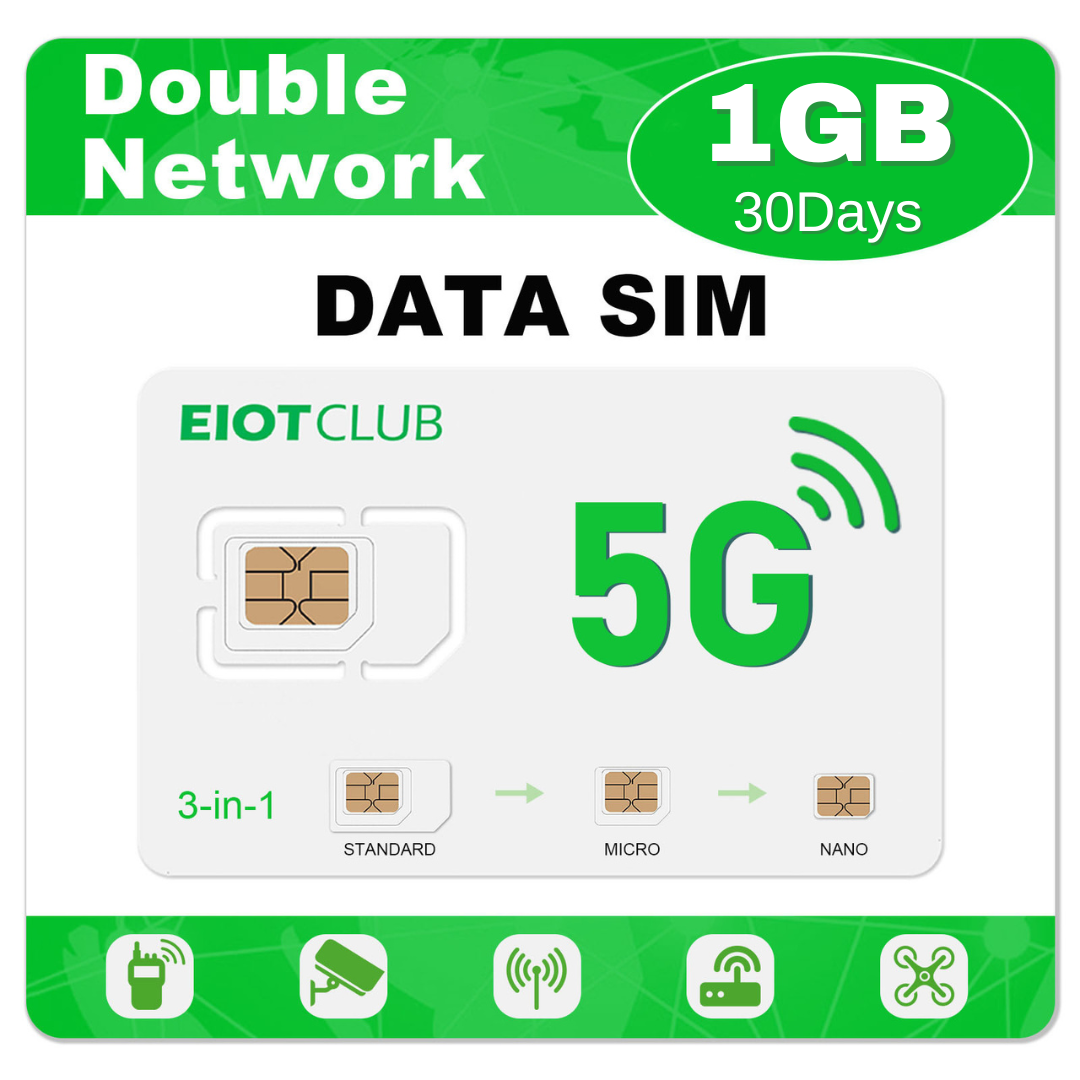 EIOTMART × EIOTCLUB Prepaid SIM Card - USA 5G/4G LTE Data Only SIM with AT&T & T-Mobile Support (Double Network V2.0)